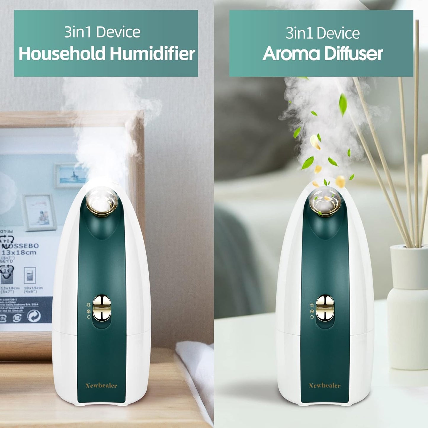 3In1 Facial Steamer Bundle with Extended Nozzle, Upgraded Spa Experience, Extra Flexibility for Personal Care Use at Home or Salon