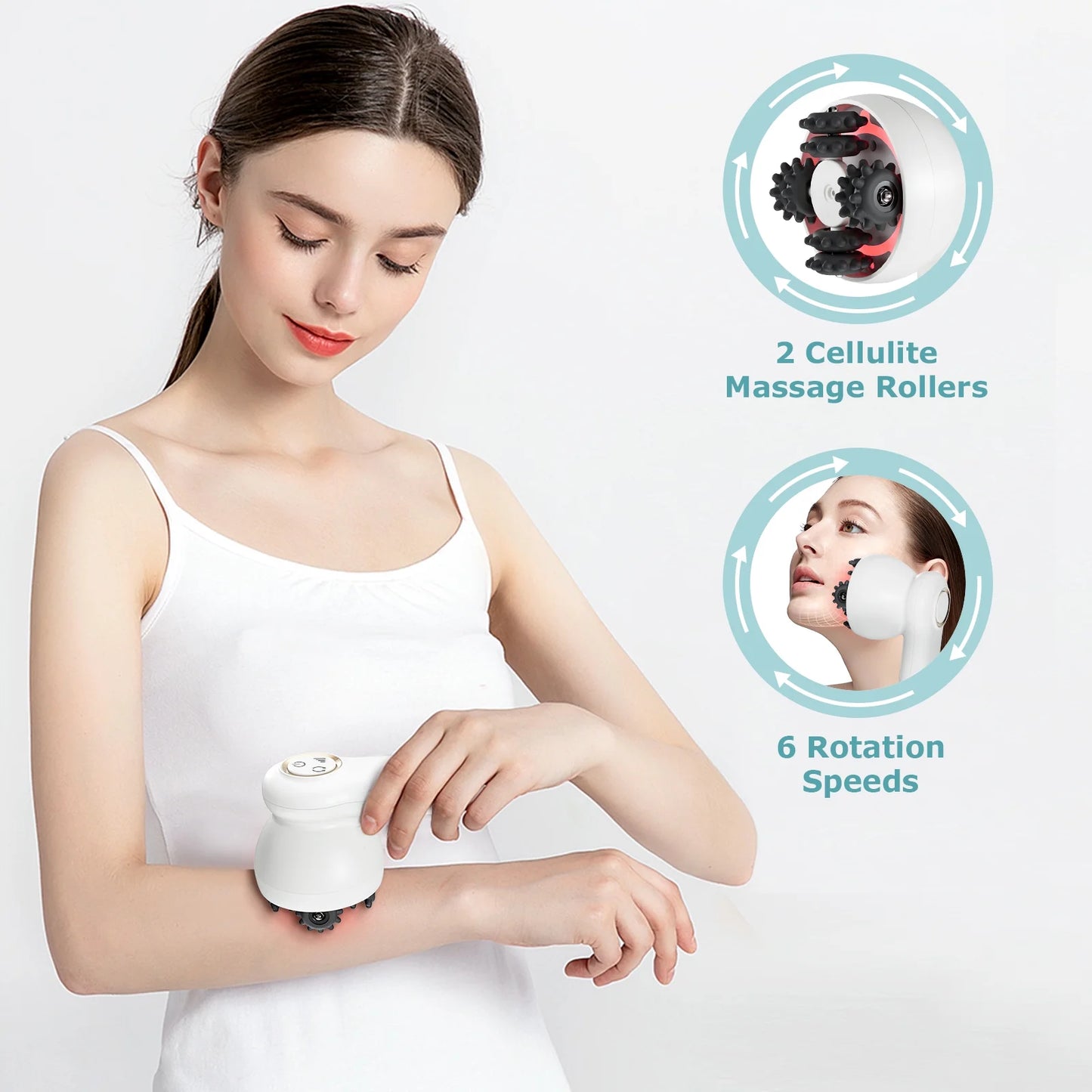 Body Sculpting Machine, Professional Cellulite Massager, IPX6 Waterproof, Electric Body Brush Set for Deep Cleansing, Exfoliation, White