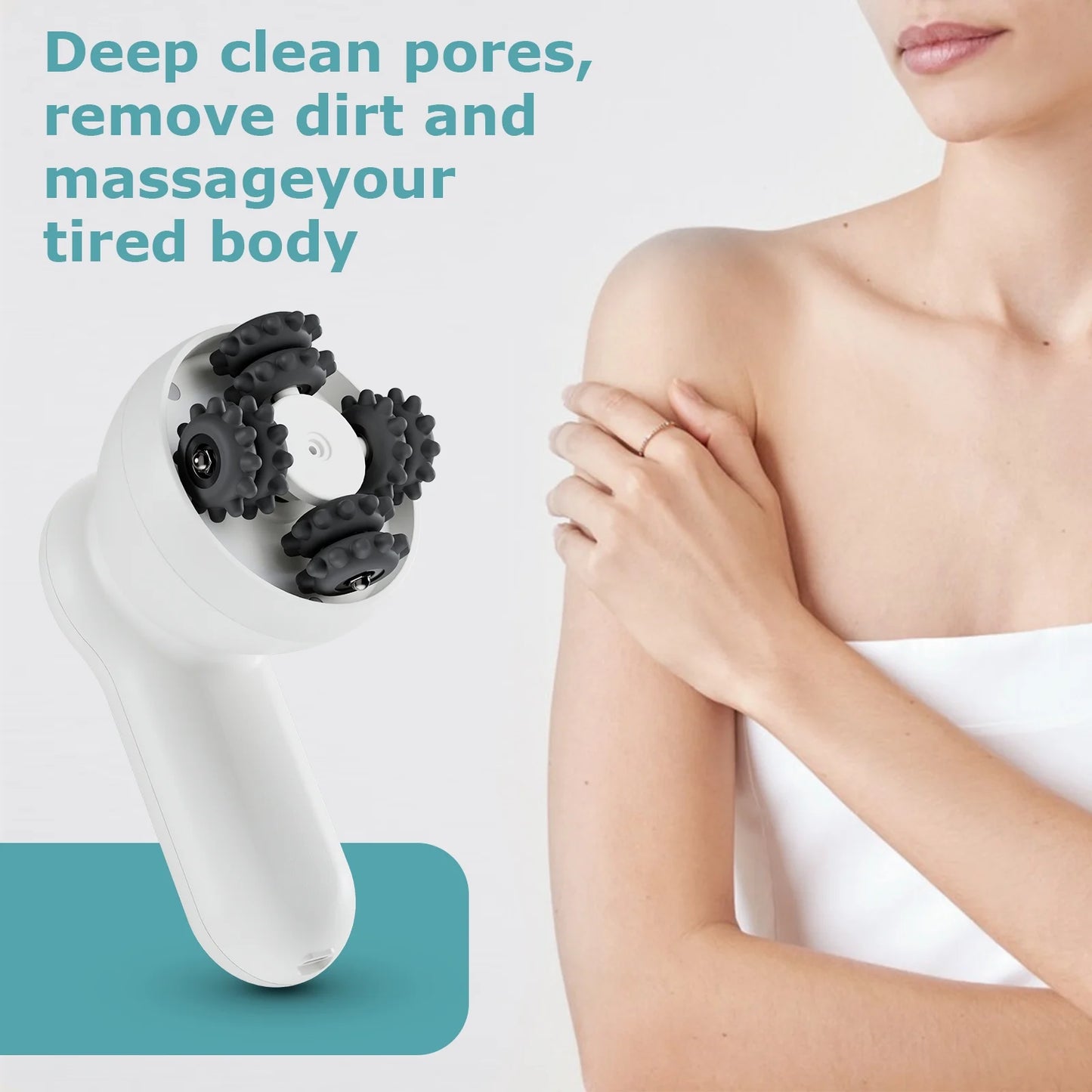 Body Sculpting Machine, Professional Cellulite Massager, IPX6 Waterproof, Electric Body Brush Set for Deep Cleansing, Exfoliation, White